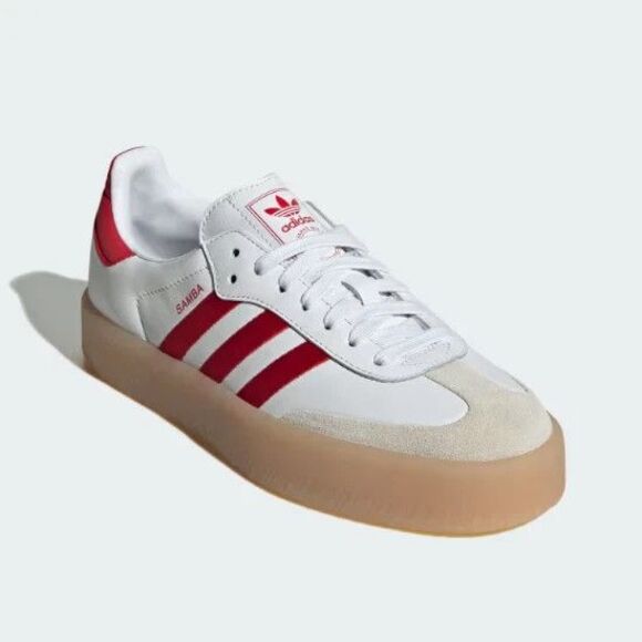 adidas Samba White and Red Sneakers - Picture 2 of 8